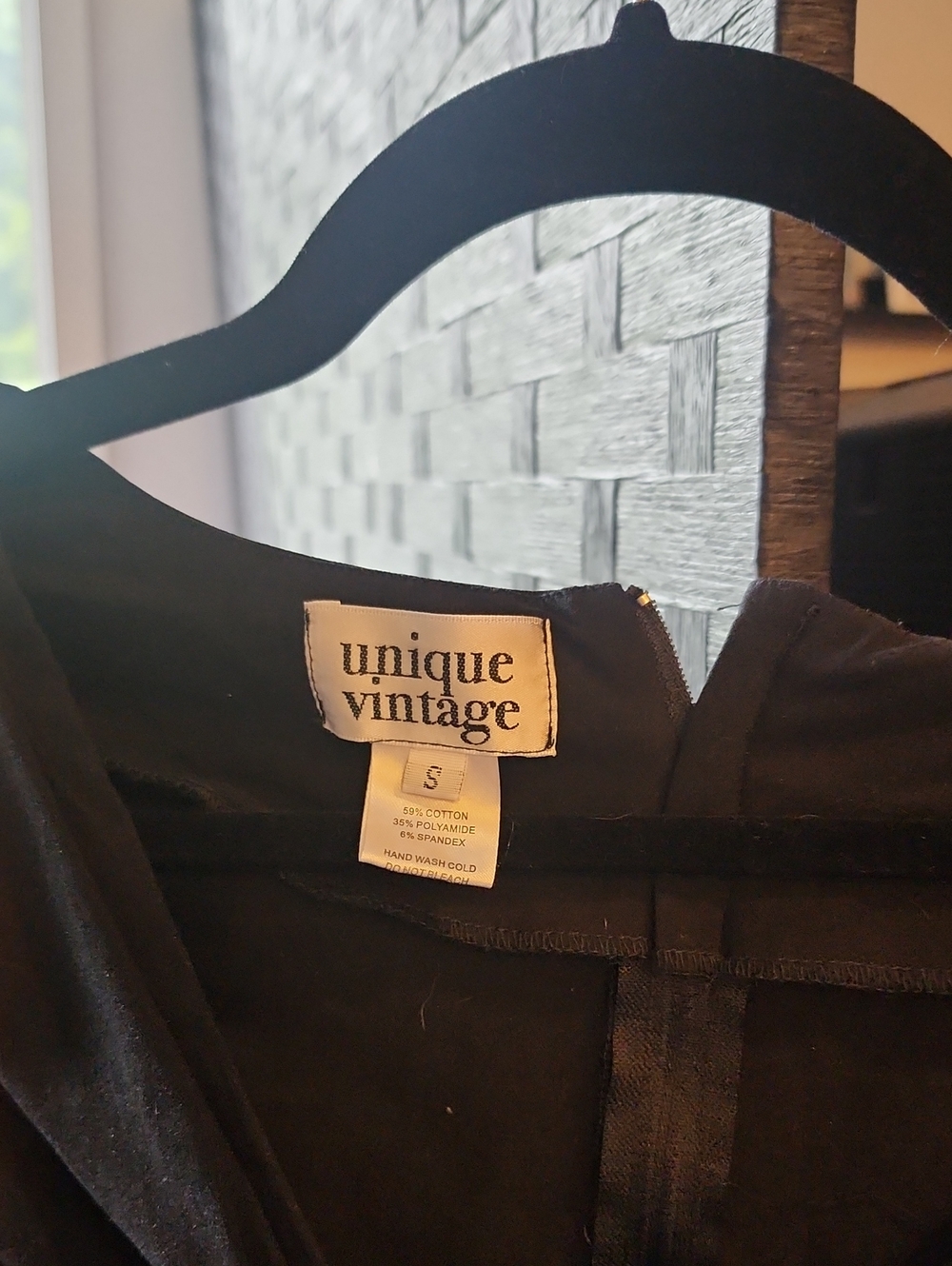 Unique Vintage Black Long Sleeve Fit-and-Flare Dress - Picture 2 of 3